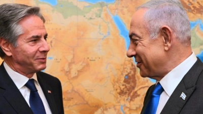 Ministerpräsident Benjamin Netanjahu empfängt US-Außenminister Antony Blinken (l) in Jerusalem. (Foto: Haim Zach/GPO/dpa)